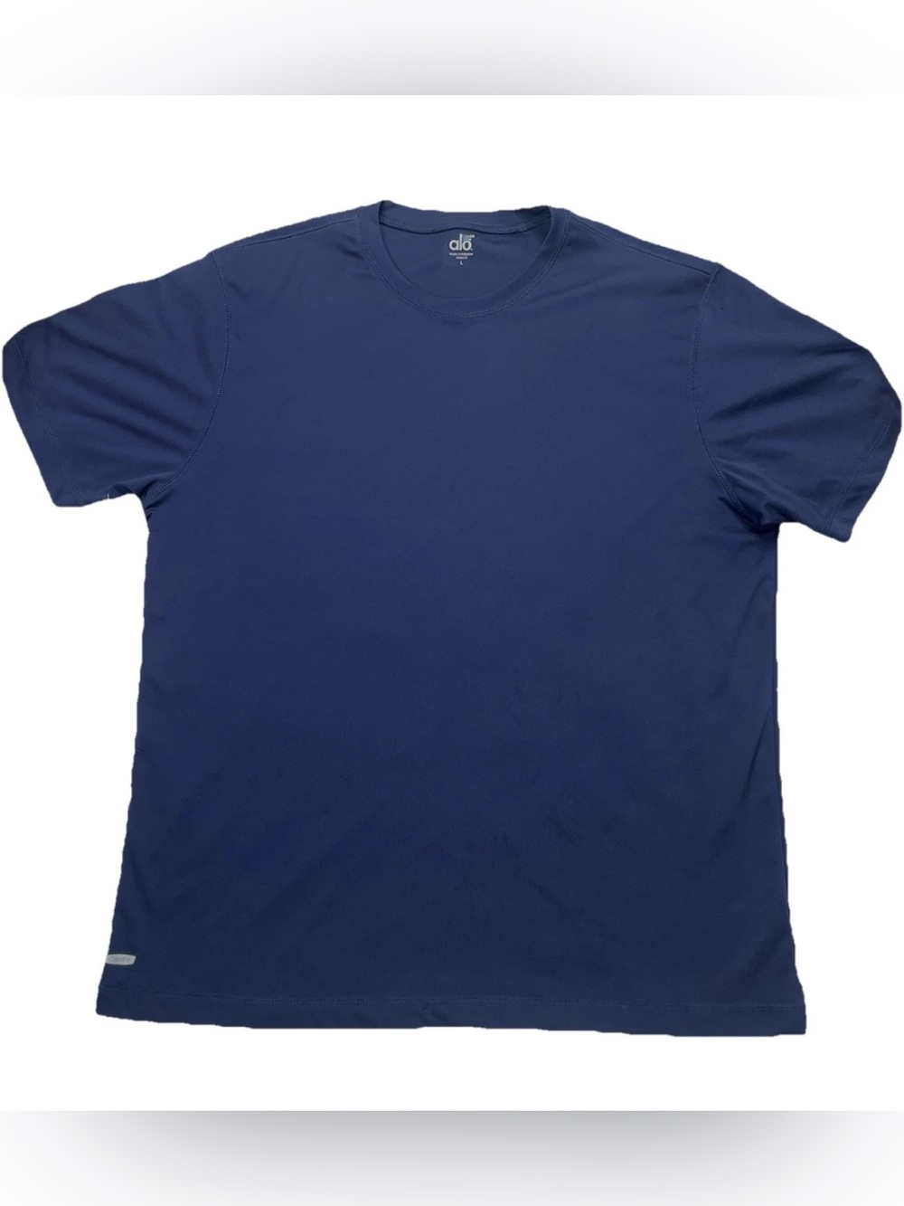 Alo Yoga Cool Fit Men’s T-Shirt Size L Large Navy Blue Crew Short Sleeve Tee